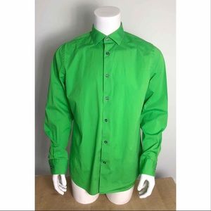 Express 1MX Mens Dress Shirt Green Large EUC